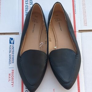 Time and Tru Women's Dress Feather Loafer Flats in black